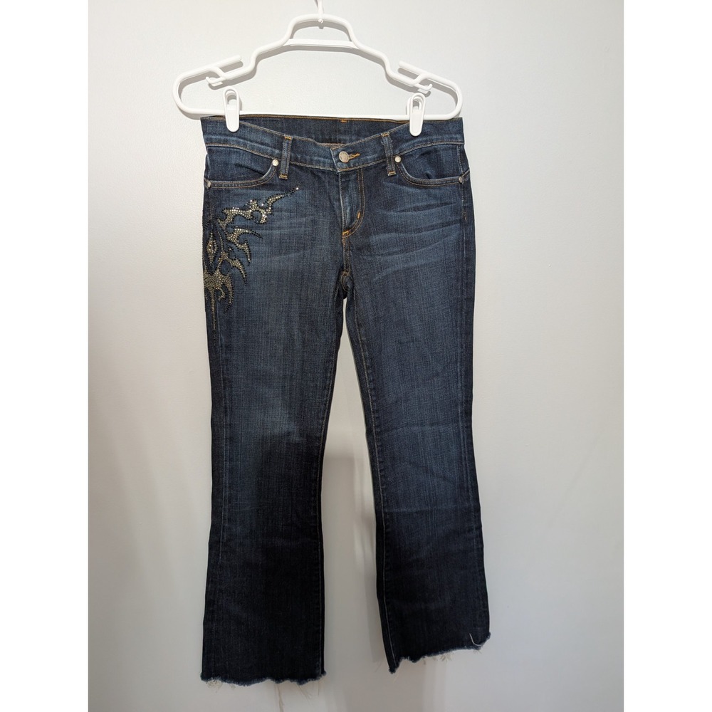 Z3 WE THE PEOPLE Women Size 29 Bootcut Made In USA Embellished Denim Blue‎ Jeans